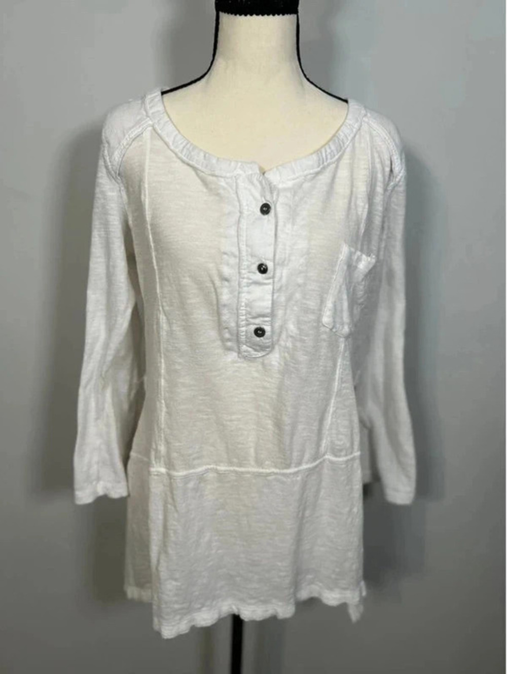 Free People We The Free Free People White Tunic Top XS Boho Peasant Long Sleeve